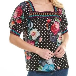 Johnny Was Floral Polka Dot Women's Top